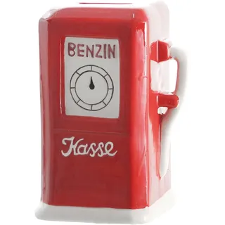 wunderschöne Spardose Benzinkasse,Zapfsäule,Tankgeld aus Keramik mit Schloß ca. 15 cm groß