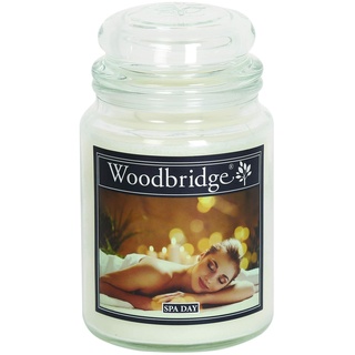 Woodbridge Duftkerze im Glas mit Deckel | Spa Day | Duftkerze Wellness | Kerzen Lange Brenndauer (130h) | Duftkerze groß | Kerzen Weiß (565g)
