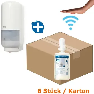 Tork 32520501 Set S4 Spender weiß 6x1L Schaumseife weißer Sensorspender und 1 Karton Schaumseife a 6x1L