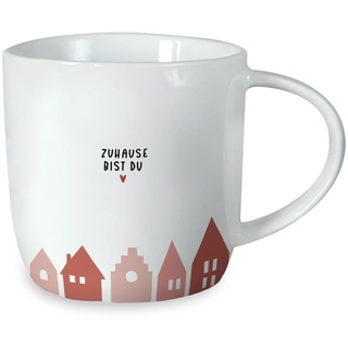 Grafik-Werkstatt Kaffeetasse mit Spruch 300 ml Porzellan-Tasse Zuhause bist du