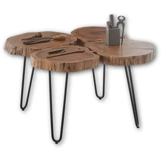 COLE MINI Couchtisch Baumscheibe Akazie Massivholz 78 x 56 x 72 cm (B/H/T)