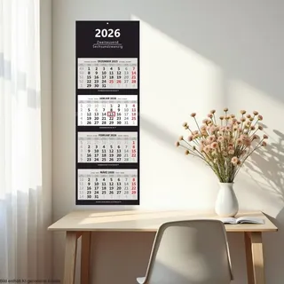 XXL 4-Monatskalender 2026 schwarz großer Wandkalender Bürokalender 4 Monate