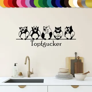 Sunnywall Wandtattoo Topfgucker Eulen Vögel Kochen Küche Essen Wandsticker Schwarz Gr2