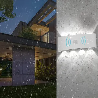 LED Weiß Garten Wandleuchte mit Bewegungsmelder Aussen Innen Wasserdichte IP65 Wandbeleuchtung Modern Up Down 18W Induktion Sensor Aussenleuchte Aluminium Außenlampe Flur Treppen Wandlampe (Kaltweiss)