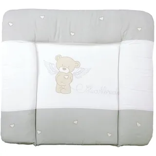 roba Wickelauflage Heartbreaker - 85 x 75 cm - Weiche Baby Wickelunterlage mit Bären Motiv - Wickeltischauflage PU beschichtet - Beige / Weiß