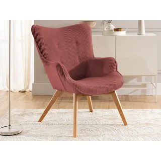 s-style möbel Lounge-Sessel Lenari Cord 71 x 96 x 86 cm Rot/Braun