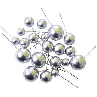 Festivalartikel Tortenstecker Tortendekoration Kugeln am Stiel Gold Topper Ball goldenen Kugeln silberfarben