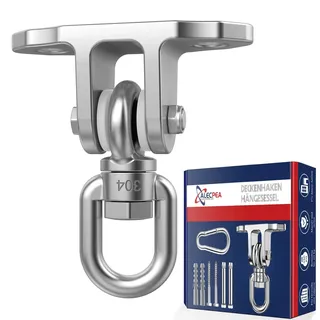 ALECPEA Schaukelhaken Deckenhalterung 450 kg Edelstahl silber/weiß