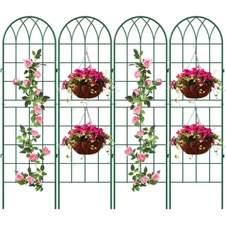SUNYRISY Rankgitter Metall 4er Set, 180 cm hoch Garten Rankhilfe Spalier Rosengitter für Kletterpflanzen Blume Topfpflanzen Traube Gemüse, Grün