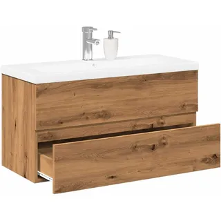 vidaXL Waschbeckenunterschrank mit Einbaubecken Artisan-Eiche