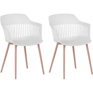 Beliani Esszimmerstuhl Bereca Kunststoff weiß/braun 2er Set
