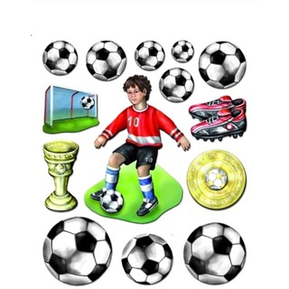Stickerkoenig Wandtattoo 3D Sticker Wandsticker Kinderzimmer - Fußball Set mit Fußballer, Fussbälle, Pokal - Deko auch für Fenster, Schränke, Türen etc auf Bogen