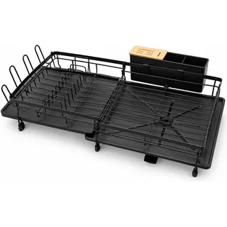 Relaxdays Abtropfgestell 73 x 16,5 x 37,5 cm Schwarz/Braun