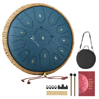 Vevor Zungentrommel Ø305 mm, 13 Töne, C-Dur, mit Notenbuch & Schlägeln, Marineblau