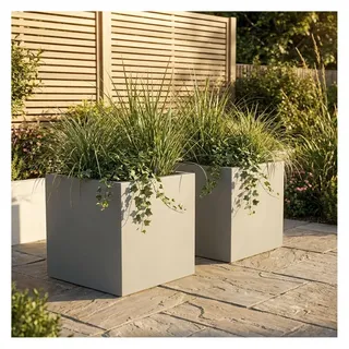 ethick Quadratischer Blumentopf 47 x 47 x 39 cm Beton-Grau