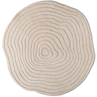 Design-Teppich Rippel Shape Ø 130 cm Mischgewebe Beige Creme