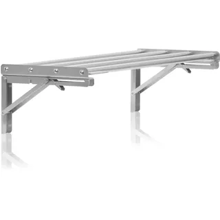 Mahlzeit Edelstahl Wandregal Stangendesign 60 x 30 cm | Küchenregal, Klappbar, Silber | Edelstahlregal, Wandmontage | Wandregal für Küche, Küchenwandregal, Ablage für Wand, Hängeregal für Gastronomie