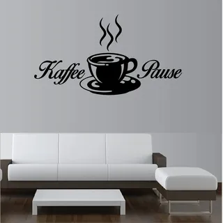 "Kaffee Pause" Wandtattoo Aufkleber ca. 80 cm ,1 -farbig, hält auf allem glatten Flächent, freigestellt ohne Hintergrund, für alle glatten Flächen, Autos, Scheiben, Lack,Wand, Profi-Qualität, viele Farben zur Auswahl