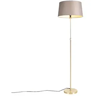 Qazqa country-rustic Stehleuchte mit Schirm, Stehlampe - Parte Fl - Taupe, max. 60W, Geeignet für LED, 172cm, Ideal als Flur, Küche lampe, Schlafzimmerlampe und Wohnzimmerlampe