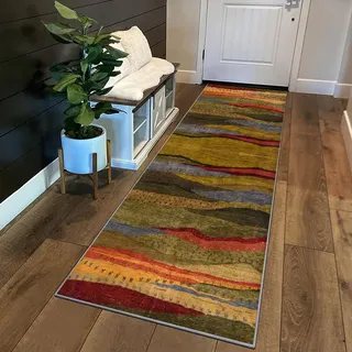 Siunwdiy Flurteppich läufer rutschfest Waschbar Korridor Teppichmatten Bunter Herbstmuster 70x240cm Küchenteppich Küchenläufer Teppichläufer Eingang Schlafzimmer Meterware Wohnzimmer Schmutzfangmatte
