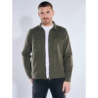 emilio adani Herren Overshirt mit Reißverschluss Grün regular uni Kent-Kragen - L