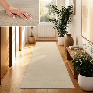 Paco Home Moderner Wohnzimmer Teppich Kurzflor Waschbar Weich Felloptik Anti-rutsch 100x200 cm, Beige