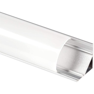 Aluschiene für LED Strips bis 12 mm, 2 m Opal - Aluminium Abdeckung, Eckleiste für Led Streifen, Aluabdeckung, Aluprofil Eck Eckprofil, Alu, Weiß