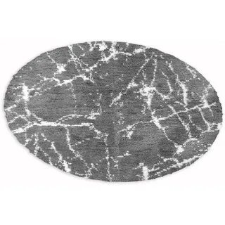 Badematte LEONIQUE "Marble" Badematten Gr. rund (Ø 80 cm), 1 St., Polyester, grau (anthrazit) Gemusterte Badematten Badteppich, Marmor-Design, auch als 3-teiliges Set