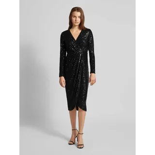 Cocktailkleid mit Paillettenbesatz, Black, 34