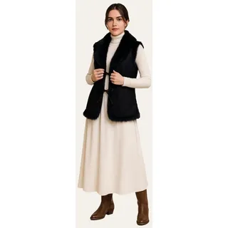 Elegante Toscana Lammfellweste Longweste Farbe Schwarz - Größe: M - M