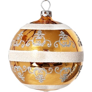 Schatzhauser Weihnachtsbaumkugel Christbaumkugel Barock, gold Ø8cm (1 St), mundgeblasen, handbemalt goldfarben