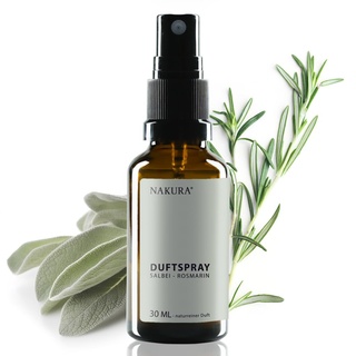 NAKURA® Raumspray, Duftspray und Lufterfrischer SALBEI - ROSMARIN Bio 30 ml - Natürliches Raumduft Spray aus reinen ätherische Öle - Lufterfrischer Wohnung ohne Chemie - Naturreiner Duft