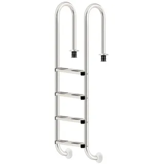 Zelsius Poolleiter Edelstahl Poolleiter mit 4 Stufen, 50,2 x 36,5 x 183 cm, Pool Einstieg silberfarben