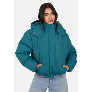 Brave Soul Kurzjacke Kurze, gesteppte Oversize-Jacke mit Kapuze für Damen von blau XL
