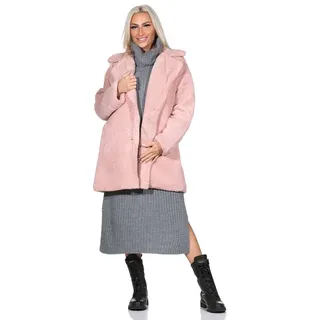 Aurela Damenmode Kurzmantel Boucle Damen Mantel Übergangsmantel Boucle Jacke lässig & modern, vielseitig kombinierbar rosa 42/44