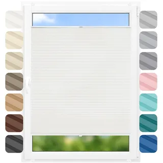 Birrke® Plissee Ohne Bohren Klemmfix 80x200 cm - Fenster Plisseerollo mit Bequemer Oben-Unten Funktion - Plissees für Sonnenschutz und Sichtschutz - Einfache Montage - Snowy White, Weiß