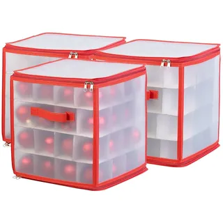 infactory Sortierbox: 3er Set Aufbewahrungsbox für 64 Christbaumkugeln bis 6 cm, Tragegriffe (Weihnachtsaufbewahrung, Aufbewahrungsbox Weihnachtskugeln, Ball)