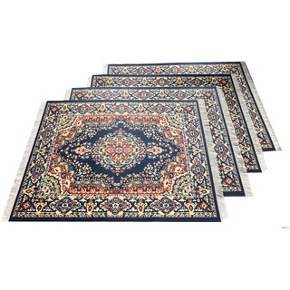 Teppich-Tischsets, 4er-Set, orientalischer Teppich-Stil, Tischdekoration aus Stoff, dekorative Speisematten, türkisches Miniatur-Design, waschbar, rechteckig, 40 x 30 cm