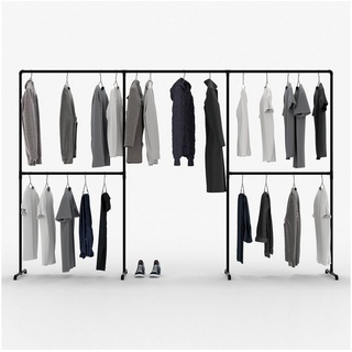 pamo. design Kleiderständer LAS, (Kleiderstange ohne Bohren), Offene und freistehende Kleiderstange schwarz 291 cm x 195 cm x 50 cm