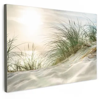 LEINWANDBILD Dünen mit Strandhafer in der Sonne des Nationalparks Schleswig-Holsteinisches Wattenmeer XXL 150x100 cm