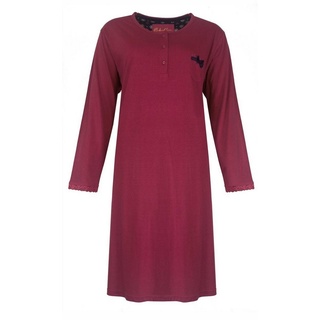 Medaillon Nachthemd Damen Schlafshirt mit langem Arm (1-tlg) Baumwolle rot 3XL