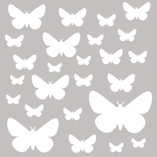 PREMYO 25 Schmetterlinge Wandsticker Kinderzimmer Mädchen Jungen - Wandtattoo - Wandaufkleber Selbstklebend Weiß