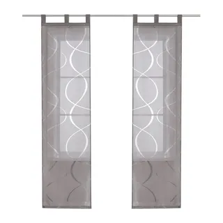 Joyswahl Schiebegardine (2 St), Schlaufen, transparent, Voile Flächenvorhänge Schiebevorhang Schlaufenschals, Ausbrenner grau 57 cm x 245 cm