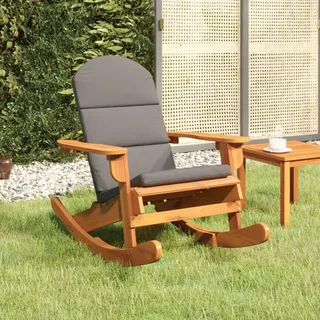 Homgoday Adirondack-Schaukelstuhl mit Kissen Massivholz Akazie Gartenmöbel Balkonmöbel Terrassenmöbel Terrassenmöbel für Garten Terrasse Balkon