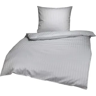 Lorena Textil Verona Mako-Satin Bettwäsche Baumwolle (Silber, 135x200 cm + 80x80 cm)