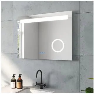 AQUABATOS Badspiegel LED Badezimmerspiegel mit Beleuchtung Spiegel Bad 80x60 cm (Lichtspiegel Wandspiegel mit Licht), 3 Lichtfarben Kosmetikspiegel Beleuchtet Beschlagfrei Touch