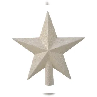 Christmas Decorations Christbaumspitze Stern Glitzer 19cm Weihnachtsspitze Tannenbaumspitze wollweiß