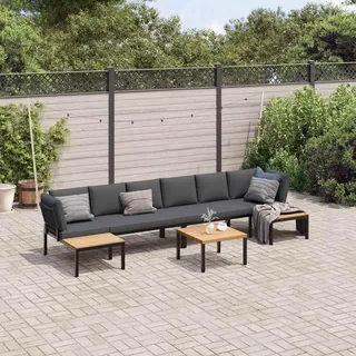 vidaXL Garten-Lounge-Set 5-tlg. schwarz Aluminium