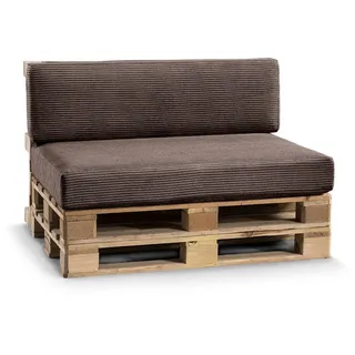 FAVRE Palettenkissen CosyRib Ribcord Garten Set PFLA(Sitzkissen 120x80+Rückenlehne 120x40), Kissen braun