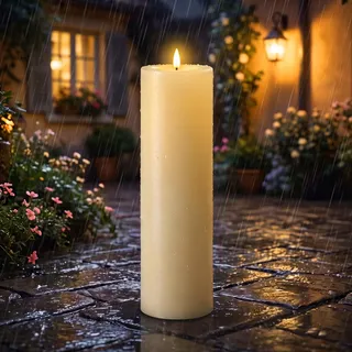 Ketom LED Kerzen mit Timerfunktion, D10 x H35 cm Kerzen LED Groß, Elfenbein | LED Kerzen Flackernde Flamme mit Fernbedienung, Wasserdichte Batterie Dekorative Kerze Outdoor für Home Deco, Ohne Batterien